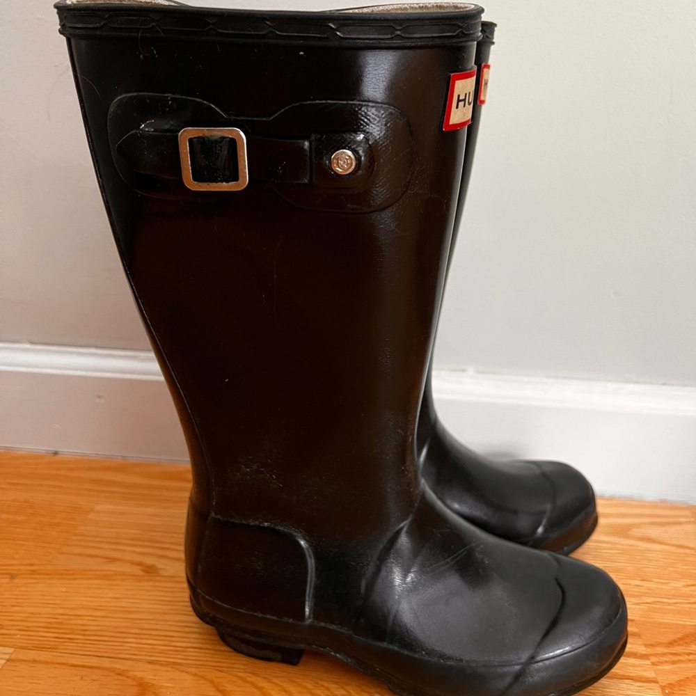Hunter Kids Black Gloss Rain Boots